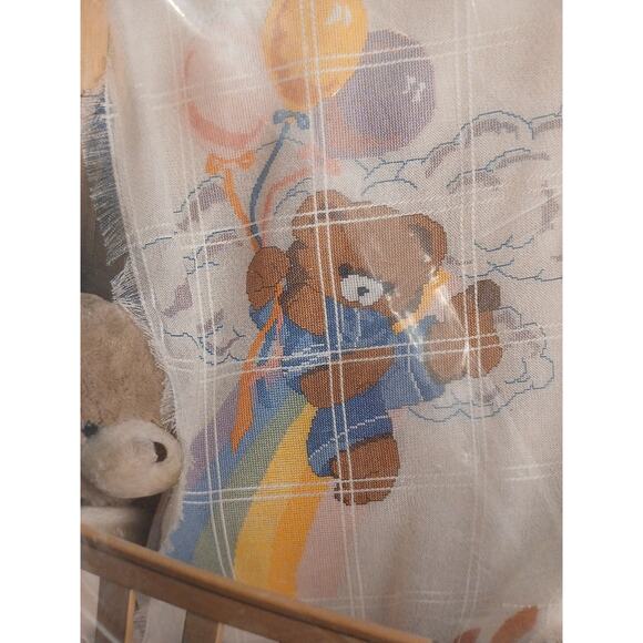 1980 Kit Counted Crossstitch Baby Afghan Something Special Bear Balloons 50499 - Picture 3 of 8